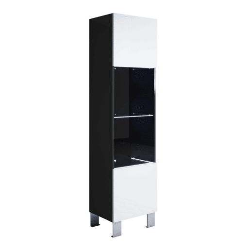 Vitrine Sala de estar e jantar PretoBranco 40x29x177 1 porta LED Luke V6 Muebles Bonitos