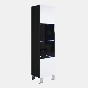 Vitrine Sala de estar e jantar PretoBranco 40x29x177 1 porta LED Luke V6 Muebles Bonitos