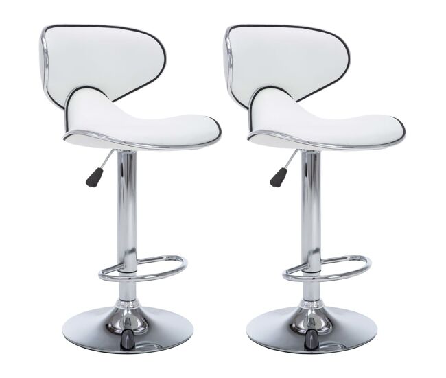 Vidaxl taburetes de cocina 2 unidades cuero sintético blanco
