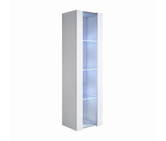Vitrina salón comedor blanco 40x29x165 1 puerta led luke v5 muebles bonitos