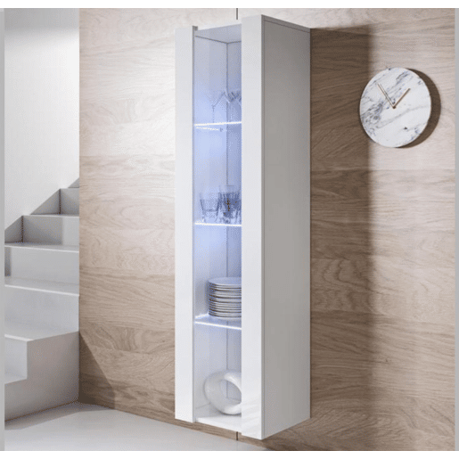 Vitrine Sala de estar e jantar Branco 40x29x165 1 porta LED Luke V5 Muebles Bonitos