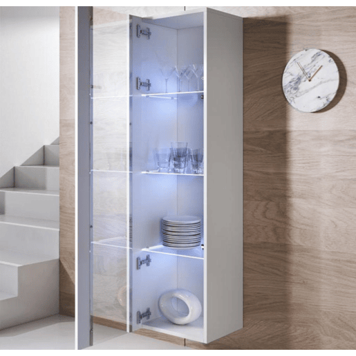 Vitrine Sala de estar e jantar Branco 40x29x165 1 porta LED Luke V5 Muebles Bonitos