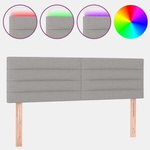 vidaXL Cabeceira de cama c luzes LED tecido 144x5x7888cm cinza-claro