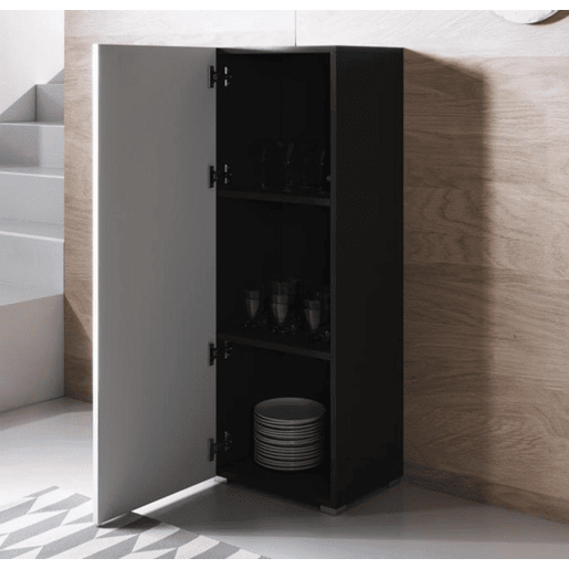 Vitrine Sala de estar e jantar PretoBranco 40x29x128 1 porta Luke V1 Muebles Bonitos