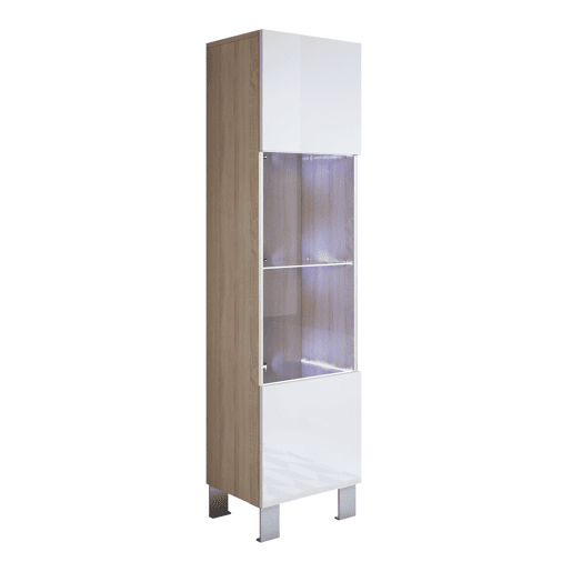 Vitrine Sala de estar e jantar SonomaBranco 40x29x177 1 porta LED Luke V6 Muebles Bonitos