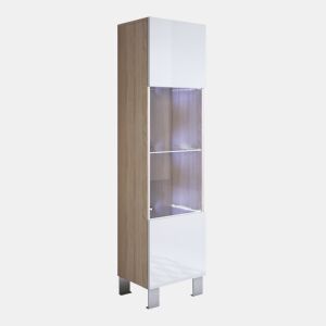 Vitrine Sala de estar e jantar SonomaBranco 40x29x177 1 porta LED Luke V6 Muebles Bonitos