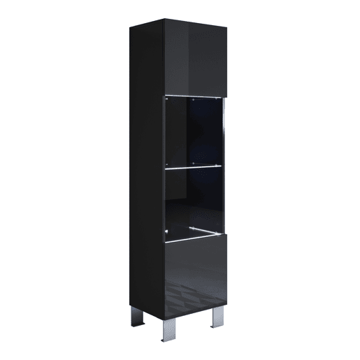 Vitrine Sala de estar e jantar Preto 40x29x177 1 porta LED Luke V6 Muebles Bonitos