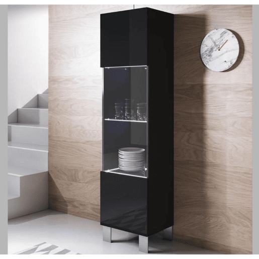 Vitrine Sala de estar e jantar Preto 40x29x177 1 porta LED Luke V6 Muebles Bonitos