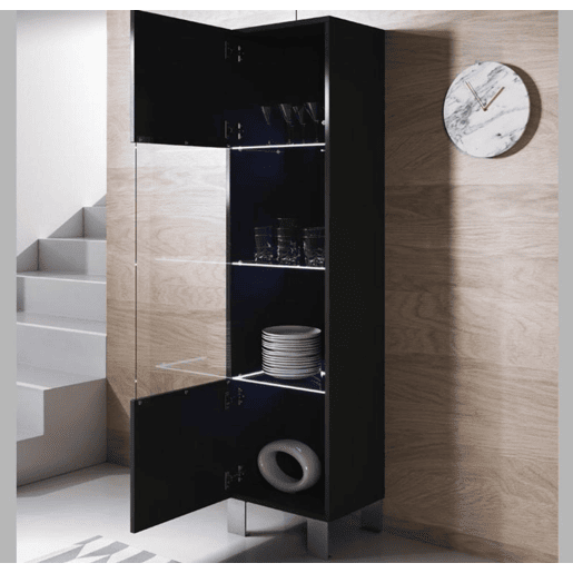 Vitrine Sala de estar e jantar Preto 40x29x177 1 porta LED Luke V6 Muebles Bonitos