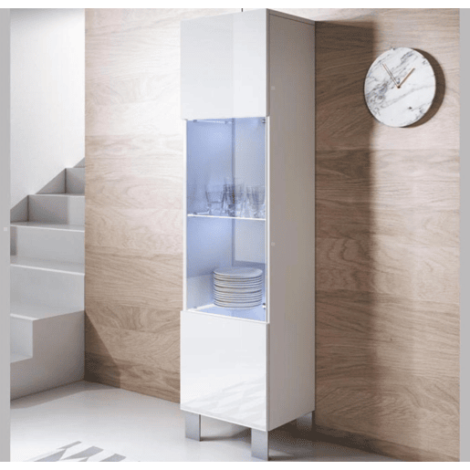 Vitrine Sala de estar e jantar Branco 40x29x177 1 porta LED Luke V6 Muebles Bonitos