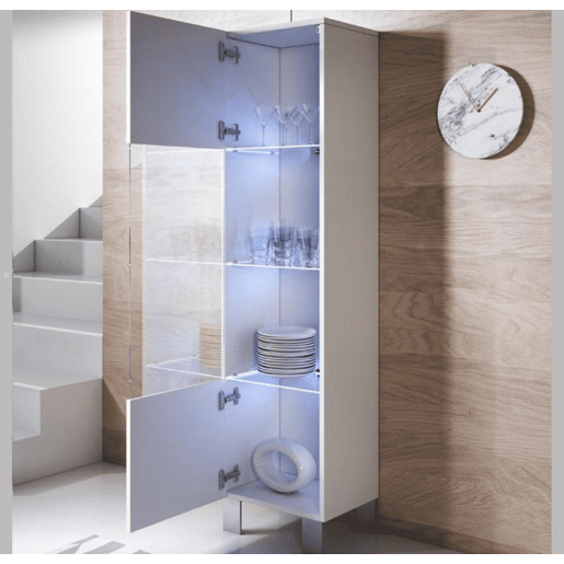 Vitrine Sala de estar e jantar Branco 40x29x177 1 porta LED Luke V6 Muebles Bonitos