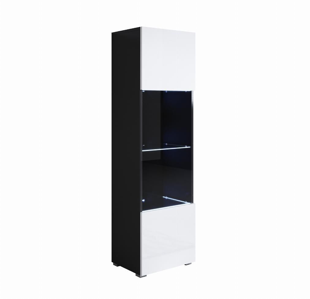Vitrina salón comedor negro/blanco 40x29x167 1 puerta led luke v6 muebles bonitos