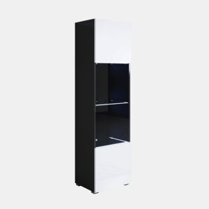 Vitrine Sala de estar e jantar PretoBranco 40x29x167 1 porta LED Luke V6 Muebles Bonitos