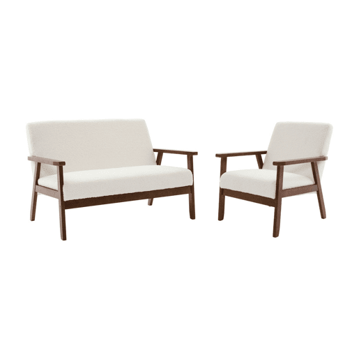Sofá e poltrona em tecido boucle de 2 lugares, Isak boucle, Boucle branco, 114x69.5x73 cm