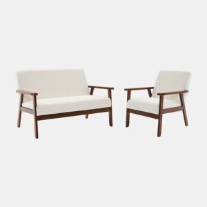 Sofá e poltrona em tecido boucle de 2 lugares, Isak boucle, Boucle branco, 114x69.5x73 cm