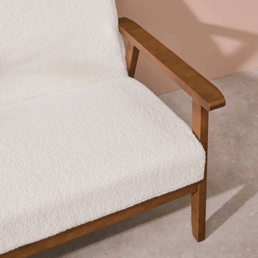 Sofá e poltrona em tecido boucle de 2 lugares, Isak boucle, Boucle branco, 114x69.5x73 cm