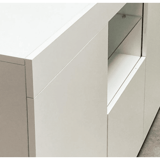 Aparador Sala de estar e jantar Branco 150x40x80 3 portas LED Natolia Muebles Bonitos