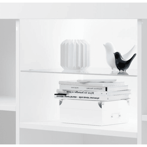 Aparador Sala de estar e jantar Branco 150x40x80 3 portas LED Natolia Muebles Bonitos