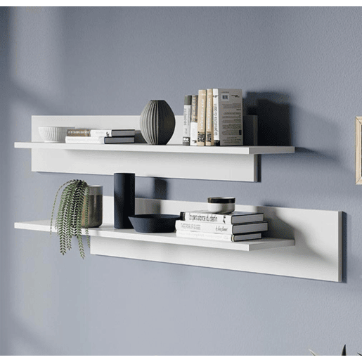 Conjunto 2 Prateleiras Sala de estar e jantar Branco 100x20x20 Estela Muebles Bonitos