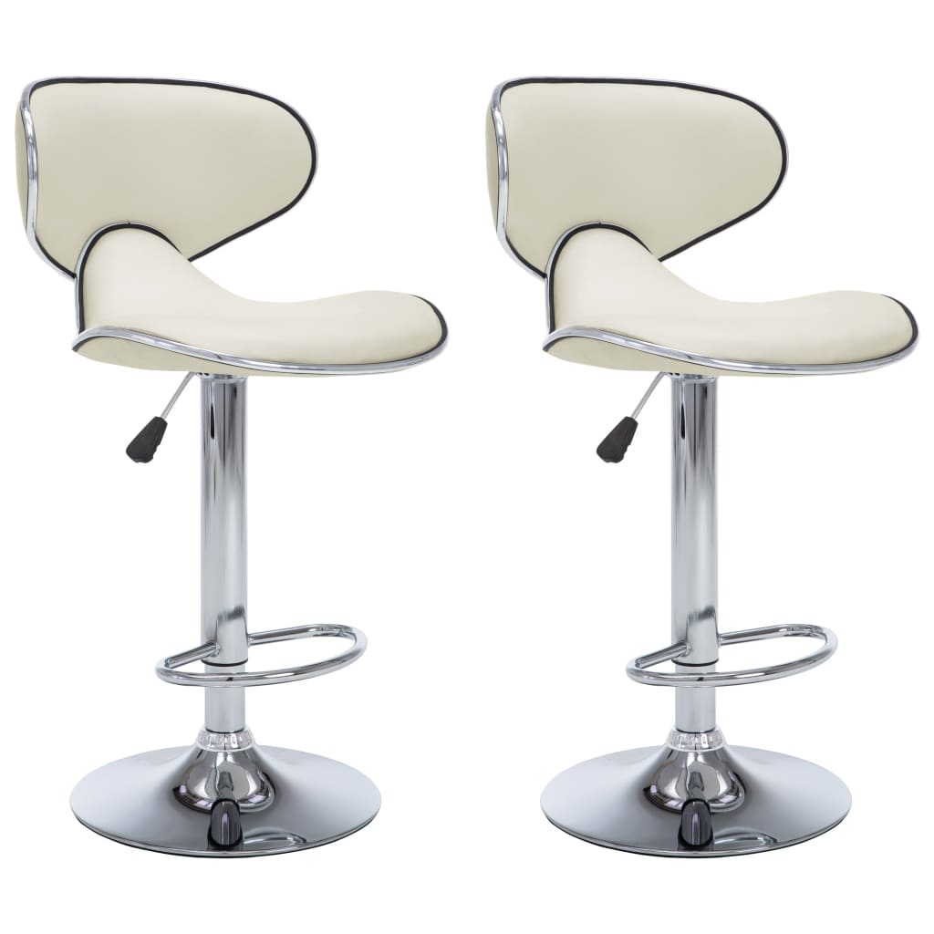 Vidaxl taburetes de cocina 2 unidades cuero sintético color crema