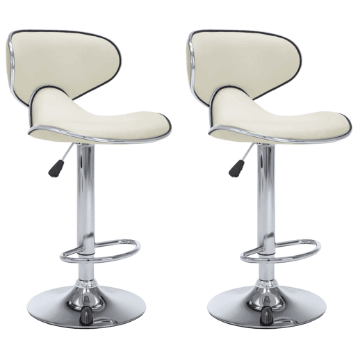 vidaXL Bancos de bar 2 pcs couro artificial cor creme vidaXL Bancos de bar 2 pcs couro artificial cor creme
