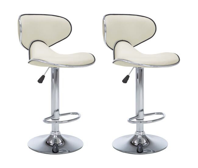 Vidaxl taburetes de cocina 2 unidades cuero sintético color crema