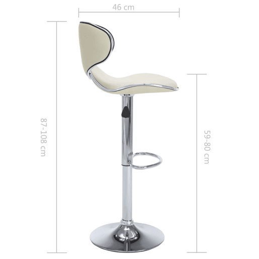 vidaXL Bancos de bar 2 pcs couro artificial cor creme vidaXL Bancos de bar 2 pcs couro artificial cor creme