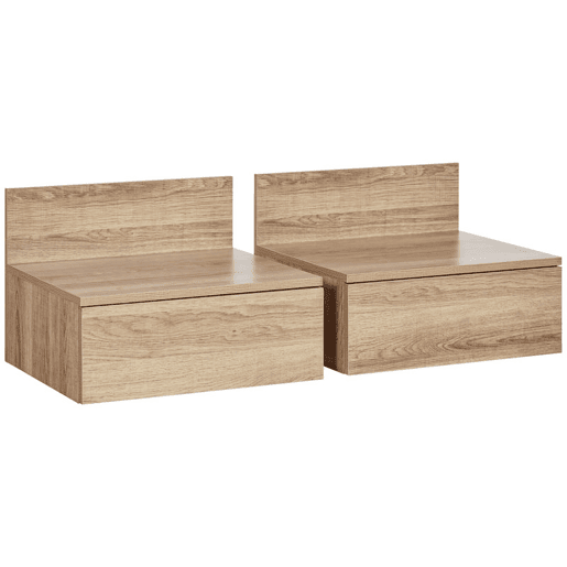 HOMCOM 2 Mesas de Cabeceira Flutuante Conjunto de 2 Mesas de Cabeceira de Parede com Gaveta de Armazenamento para Dormitório 43x36,5x30,5 cm Madeira