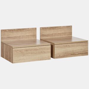 HOMCOM 2 Mesas de Cabeceira Flutuante Conjunto de 2 Mesas de Cabeceira de Parede com Gaveta de Armazenamento para Dormitório 43x36,5x30,5 cm Madeira