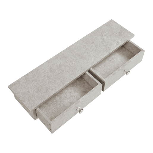 Prateleira de parede Geeste com 2 gavetas 60x15x10cm Aspeto de betão claro en.casa