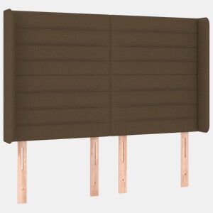 vidaXL Cabeceira cama c abas tecido 147x16x118128 cm castanho-escuro