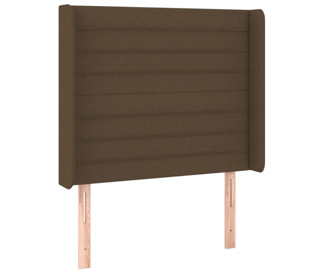 Vidaxl cabecero con orejas de tela marrón oscuro 103x16x118/128 cm