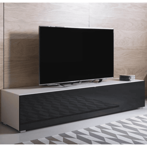 Móvel TV Sala de estar e jantar BrancoPreto 160x40x32 1 porta Luke H2 Muebles Bonitos