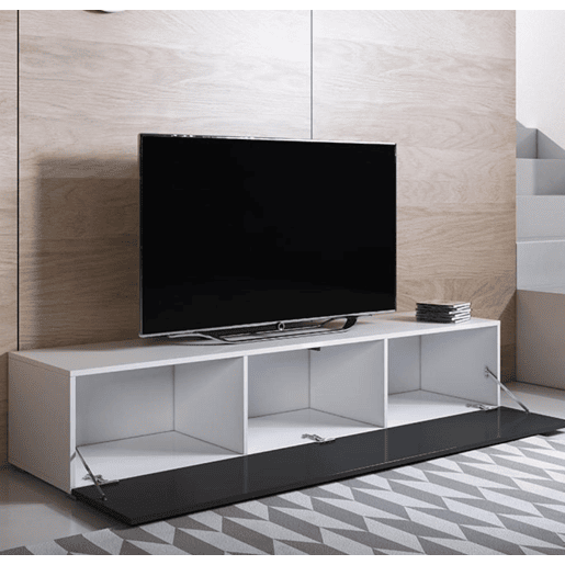 Móvel TV Sala de estar e jantar BrancoPreto 160x40x32 1 porta Luke H2 Muebles Bonitos