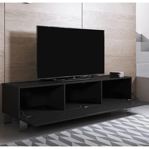 Móvel TV Sala de estar e jantar Preto 160x40x42 1 porta Luke H2 Muebles Bonitos