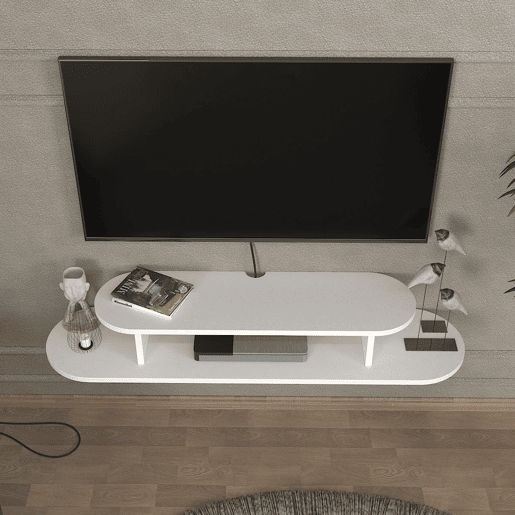 Prateleira suspensa para TV Targema 120x30x16 cm Branco en.casa