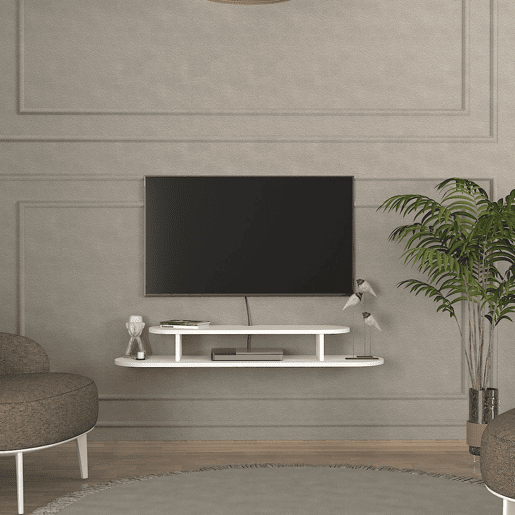 Prateleira suspensa para TV Targema 120x30x16 cm Branco en.casa