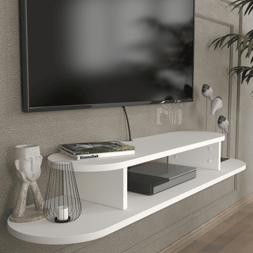 Prateleira suspensa para TV Targema 120x30x16 cm Branco en.casa