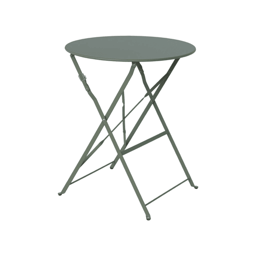 Mesa de jardim bistrô dobrável em metal 60cm, 2 lugares, Emilia, Verde caqui, 60x60x71 cm