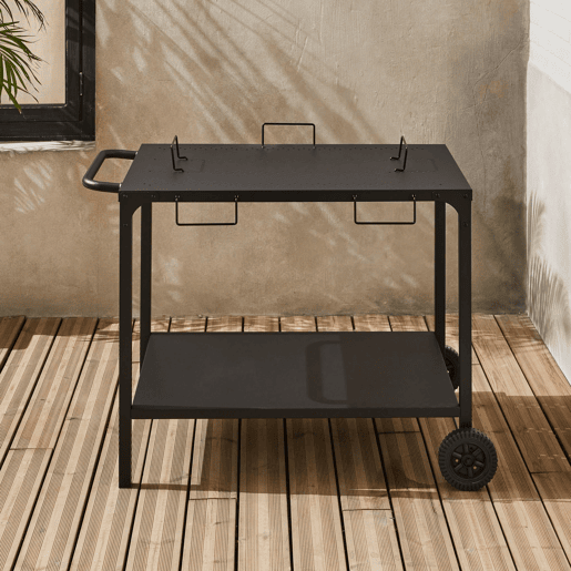 Mesa de prancha assadora modular, Aparador ajustável para plancha, Preto, 100x65.5x76 cm