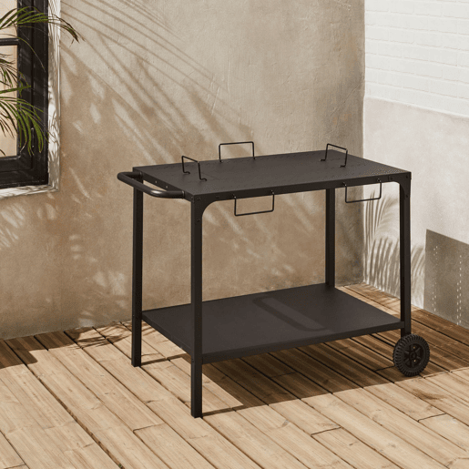 Mesa de prancha assadora modular, Aparador ajustável para plancha, Preto, 100x65.5x76 cm
