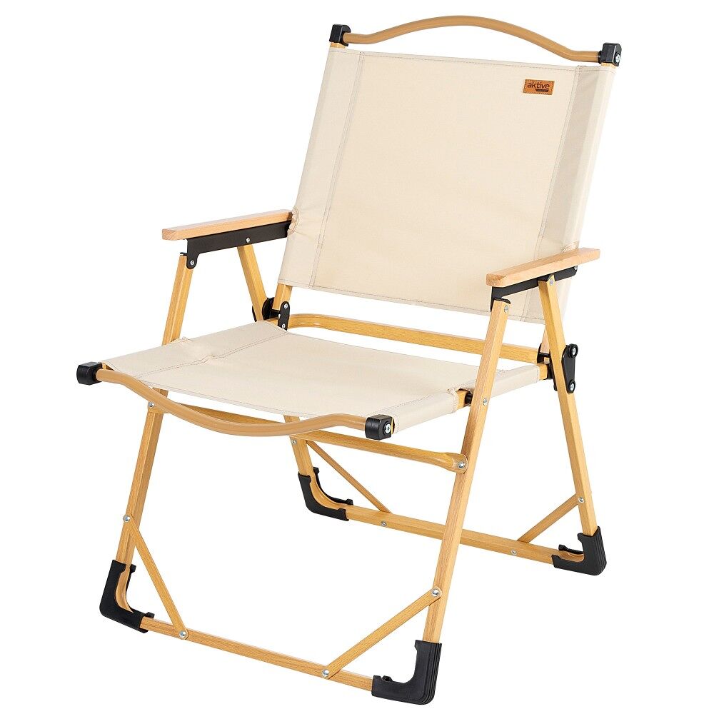 Pack 2 sillas plegables altas glamping crema aluminio aktive