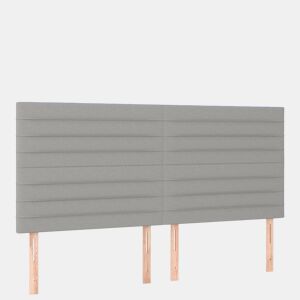 vidaXL Cabeceira cama c luzes LED tecido 180x5x118128cm cinza-claro