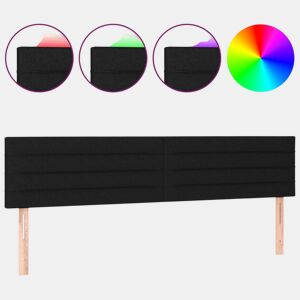vidaXL Cabeceira de cama c luzes LED tecido 200x5x7888 cm preto