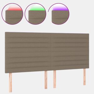 vidaXL Cabeceira cama c LED tecido 200x5x118128 cm cinza-acastanhado