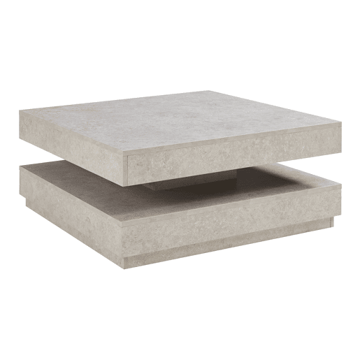 Mesa de centro Florenz tampo giratório 76x76x38 cm Aspeto betão claro en.casa
