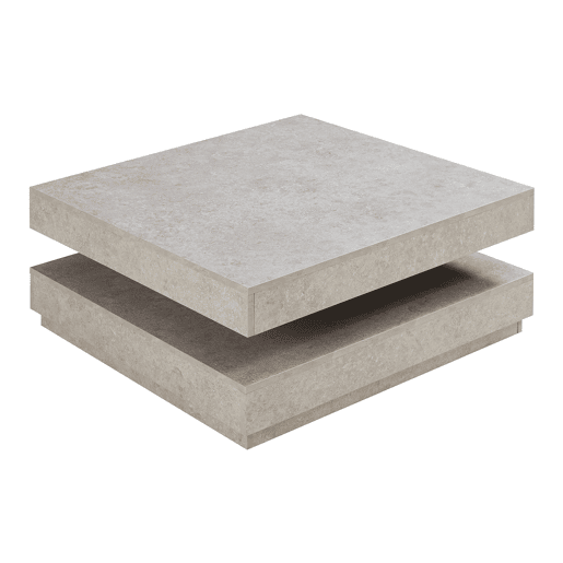 Mesa de centro Florenz tampo giratório 76x76x38 cm Aspeto betão claro en.casa