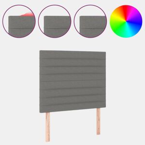 vidaXL Cabeceira de cama c LED tecido 100x5x118128 cm cinza-escuro