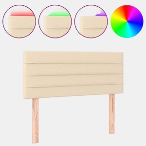 vidaXL Cabeceira de cama c luzes LED tecido 90x5x7888 cm cor creme