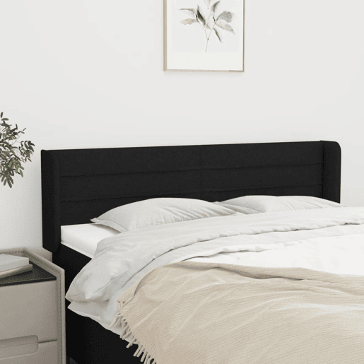 vidaXL Cabeceira de cama c abas tecido 147x16x7888 cm preto